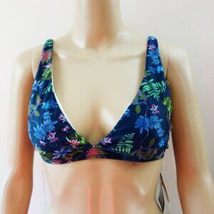 Birds of Paradise Tropical Blue Bikini Top (M) NWT!